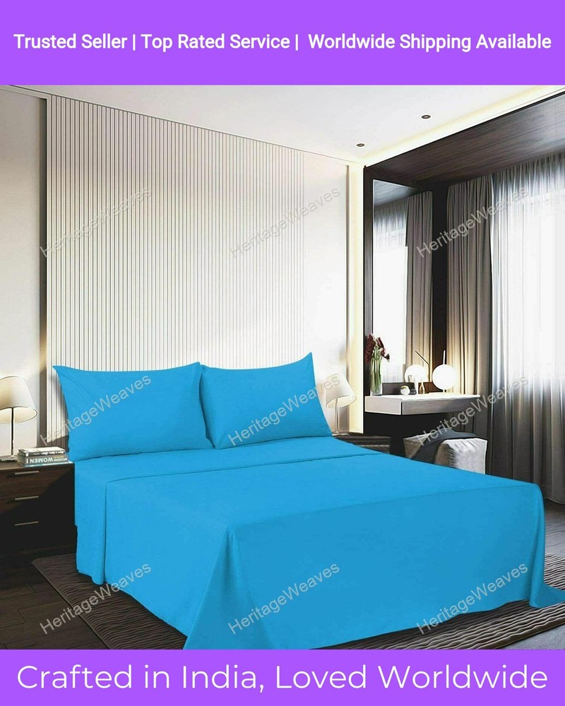 Handmade Solid Uni Microfibre Only Fitted Sheet Sky-Blue Best For Present
