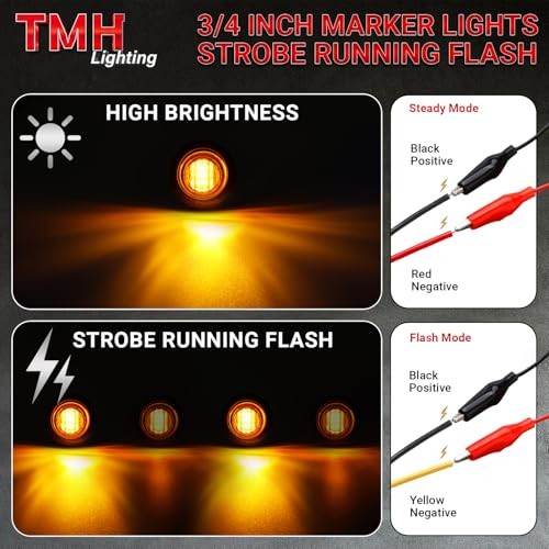 20 Pcs Strobe + Marker Lights 3/4 Inch Pack of 20 Smoked Lens Amber 20 Pcs
