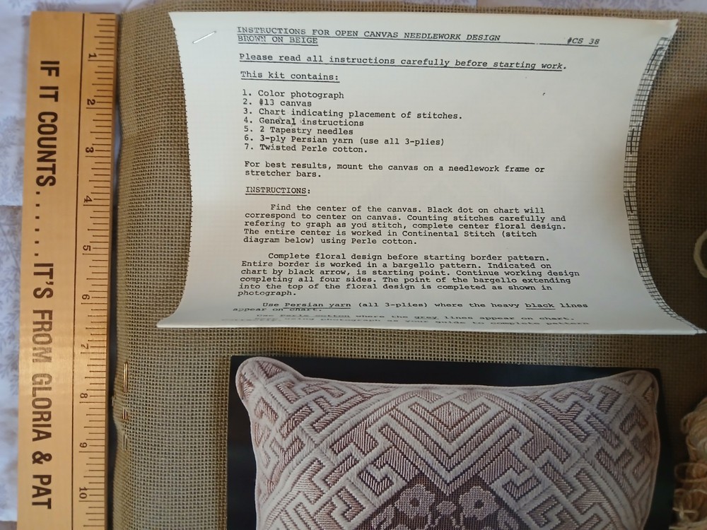 Vintage Open Vanvas Needlework Geometric Pillow Counted Needlepoint Kit