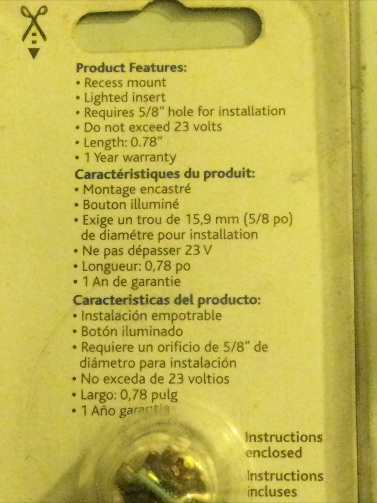 Heath Zenith 228052 Wired Replacement Button, Silver Rim with Lighted Pearl Cent