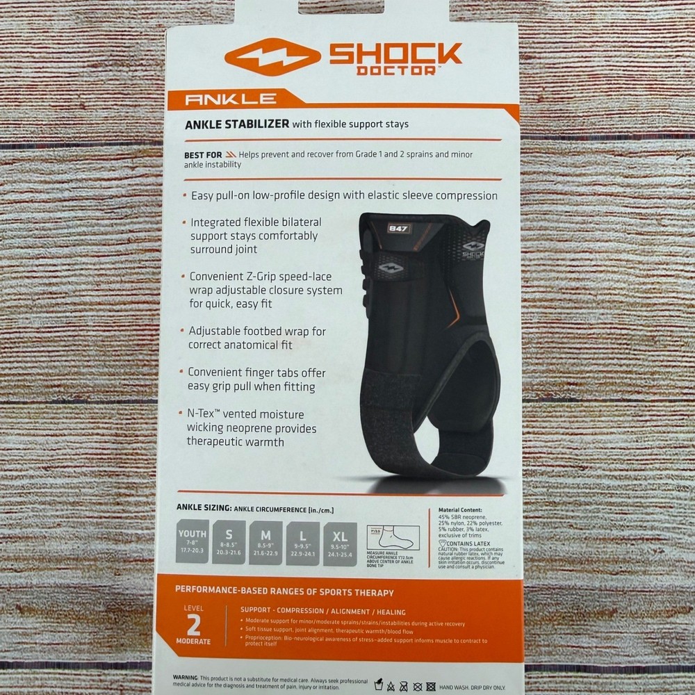 Shock Doctor Ankle Stabilizer Level 2 Flexible Support Stays Black Medium 851