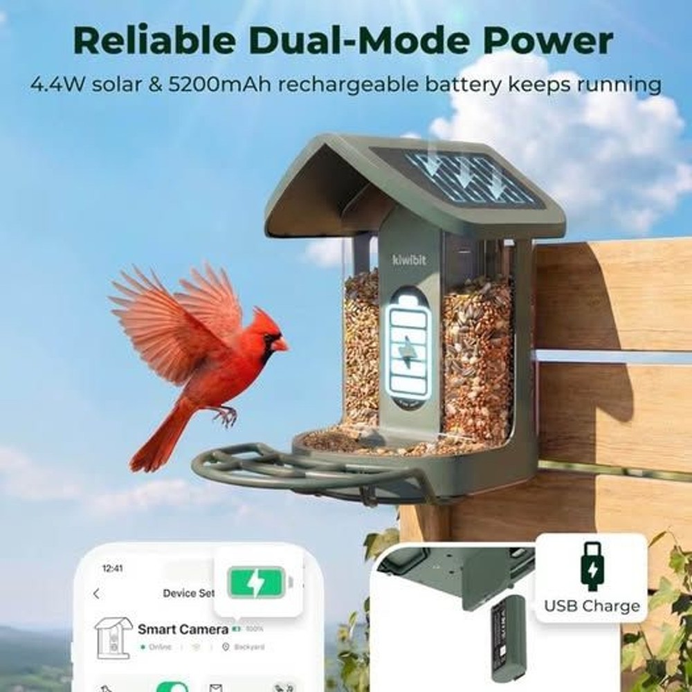 Kiwibit Solar Smart Bird Feeder with Camera