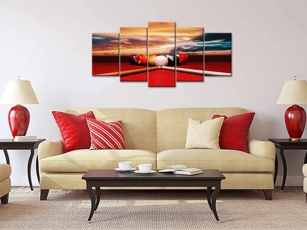 Conipit Billiard Balls Canvas Playing Pool Table Wall Art Snooker Pool Table ...