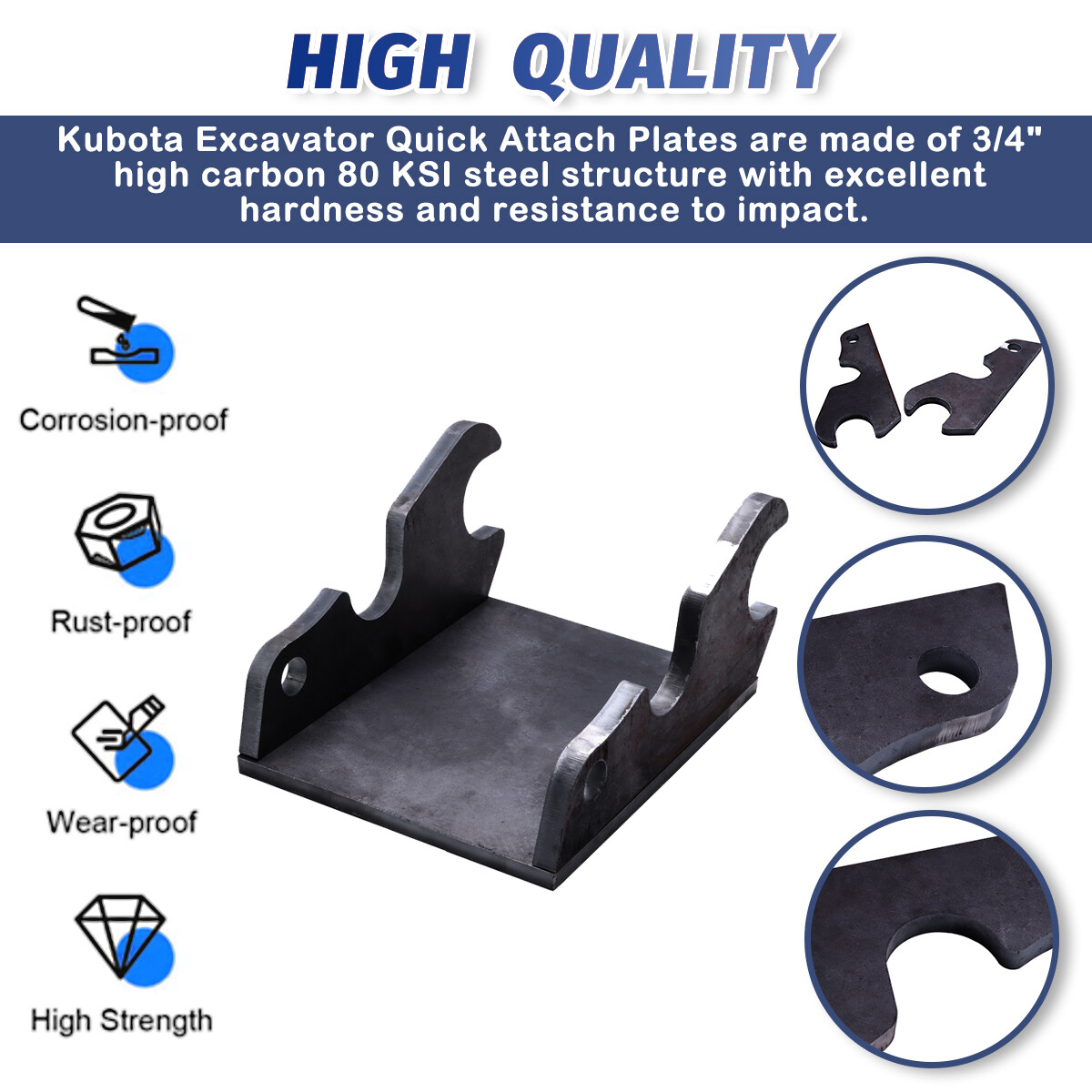 For Kubota Excavator Quick Attach Bucket Ears U35 KX040 KX71 KX91 KX121 KX033