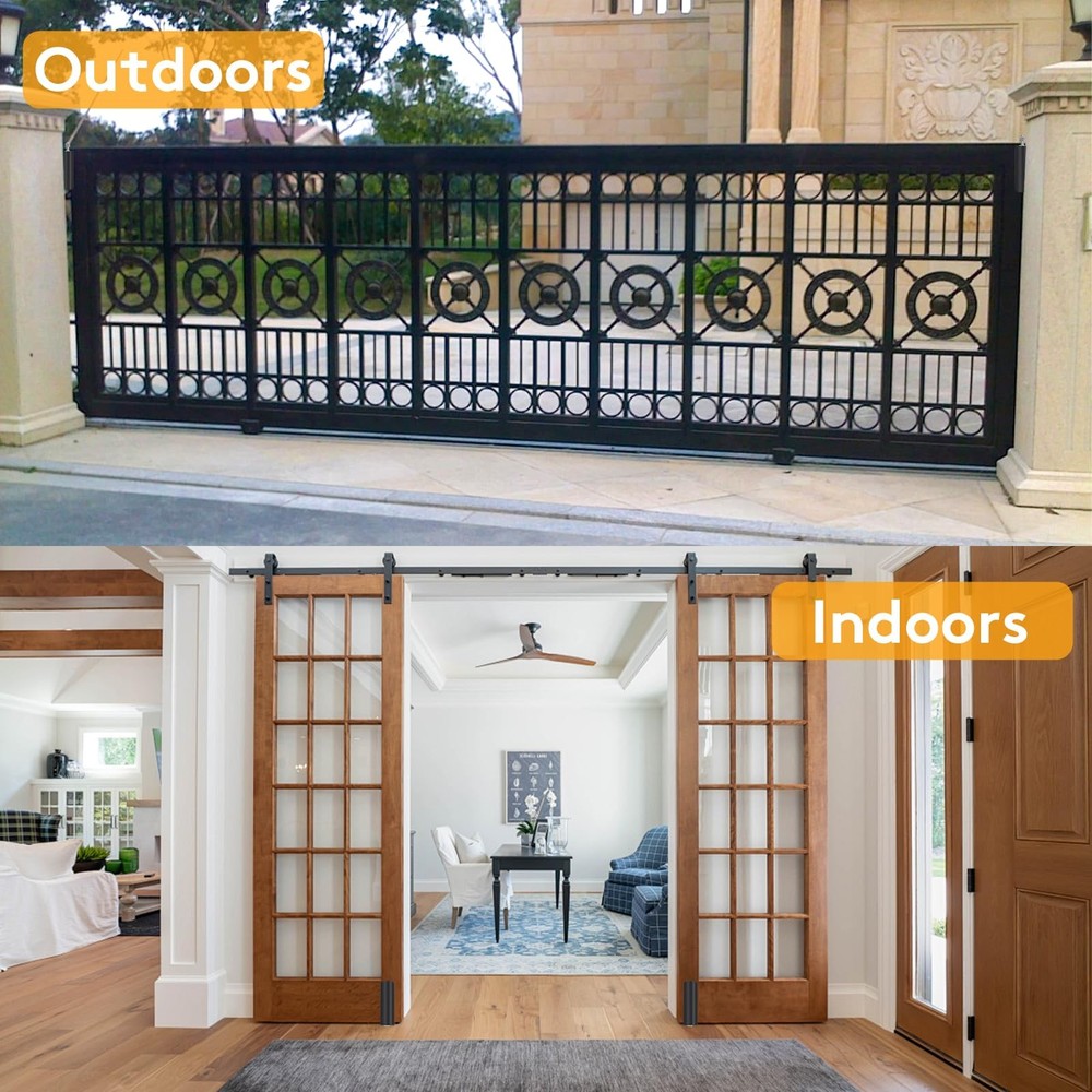 6" Gate Roller Guide with L-Bracket, Universal Adjustable Heavy 1 Pack, Black