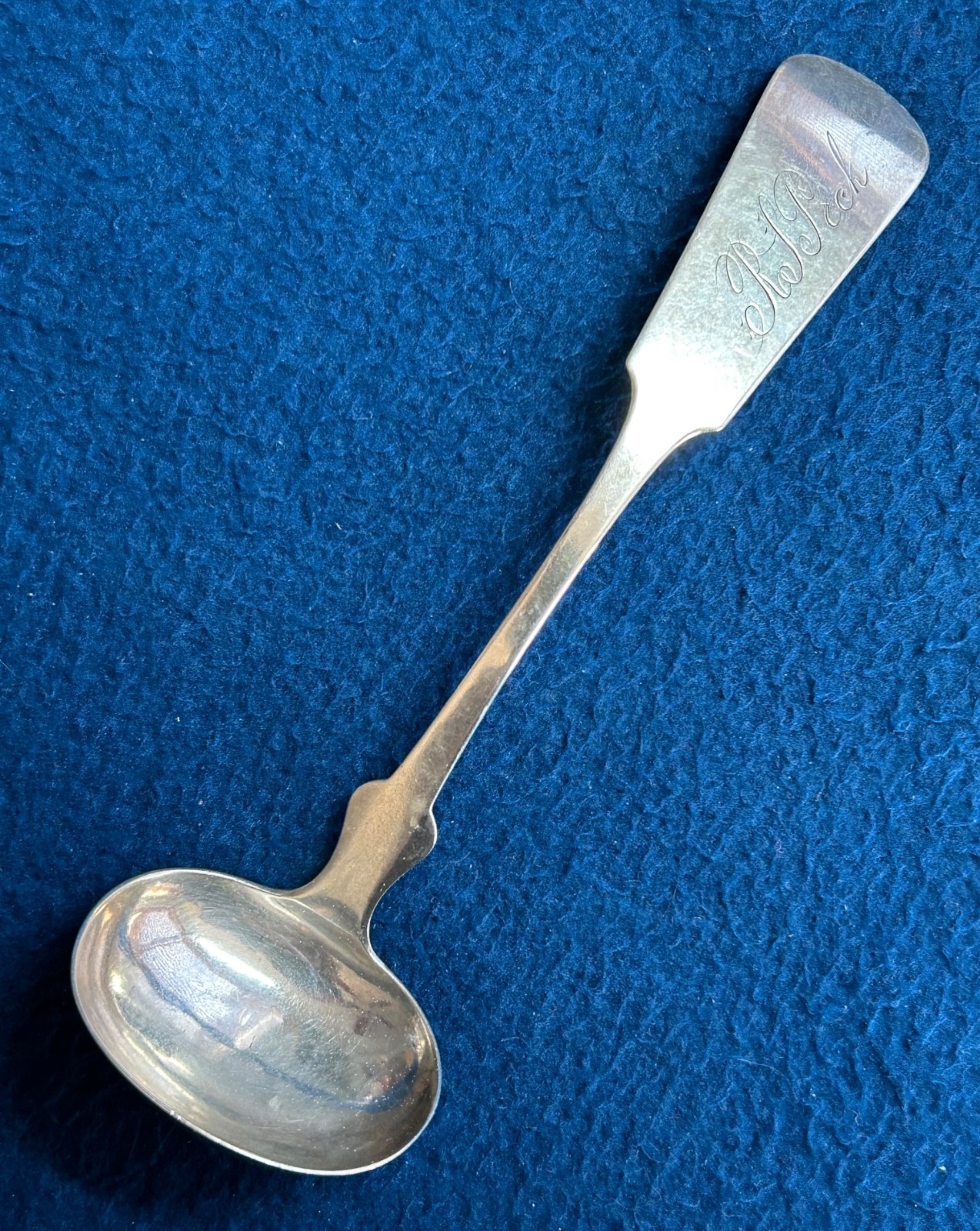 Antique Coin Silver Sauce Spoon Marked S&H. Approx 6” 23.3 Grams Monogrammed