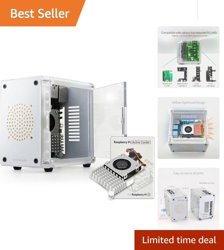 Sleek Mini Tower Case for Raspberry Pi 5 – Quick Access and Cooling Included