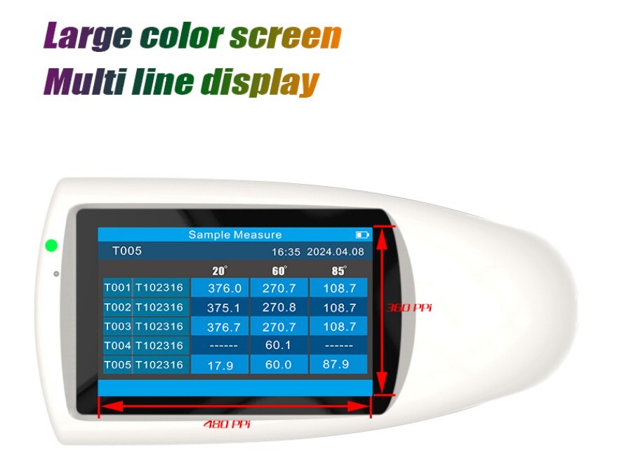 Multi-angle Gloss Meter High Resolution (480 * 320) Full Viewing Angle Display