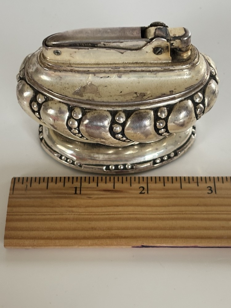 Vintage Ronson Crown Table Lighter Silver Plated with Box