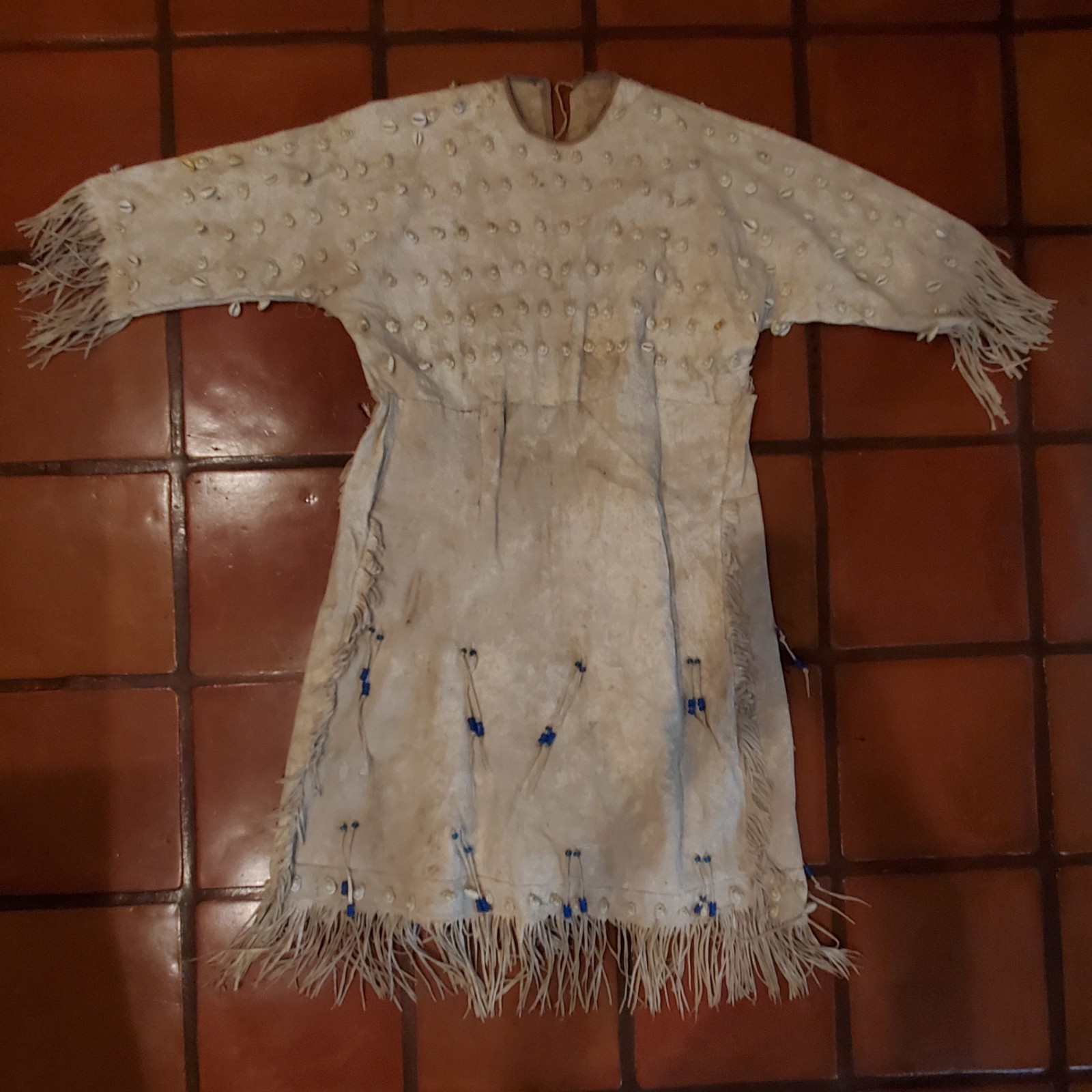 Antique OLD Native American plains Indian womans dress hide 19th c.