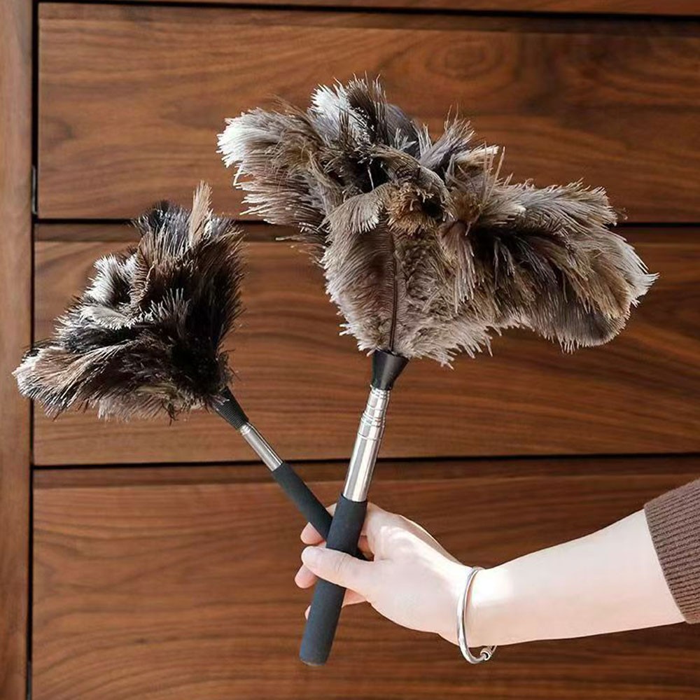 Extendable Ostrich Feather Duster Retractable Feather Duster with Nonslip Handle
