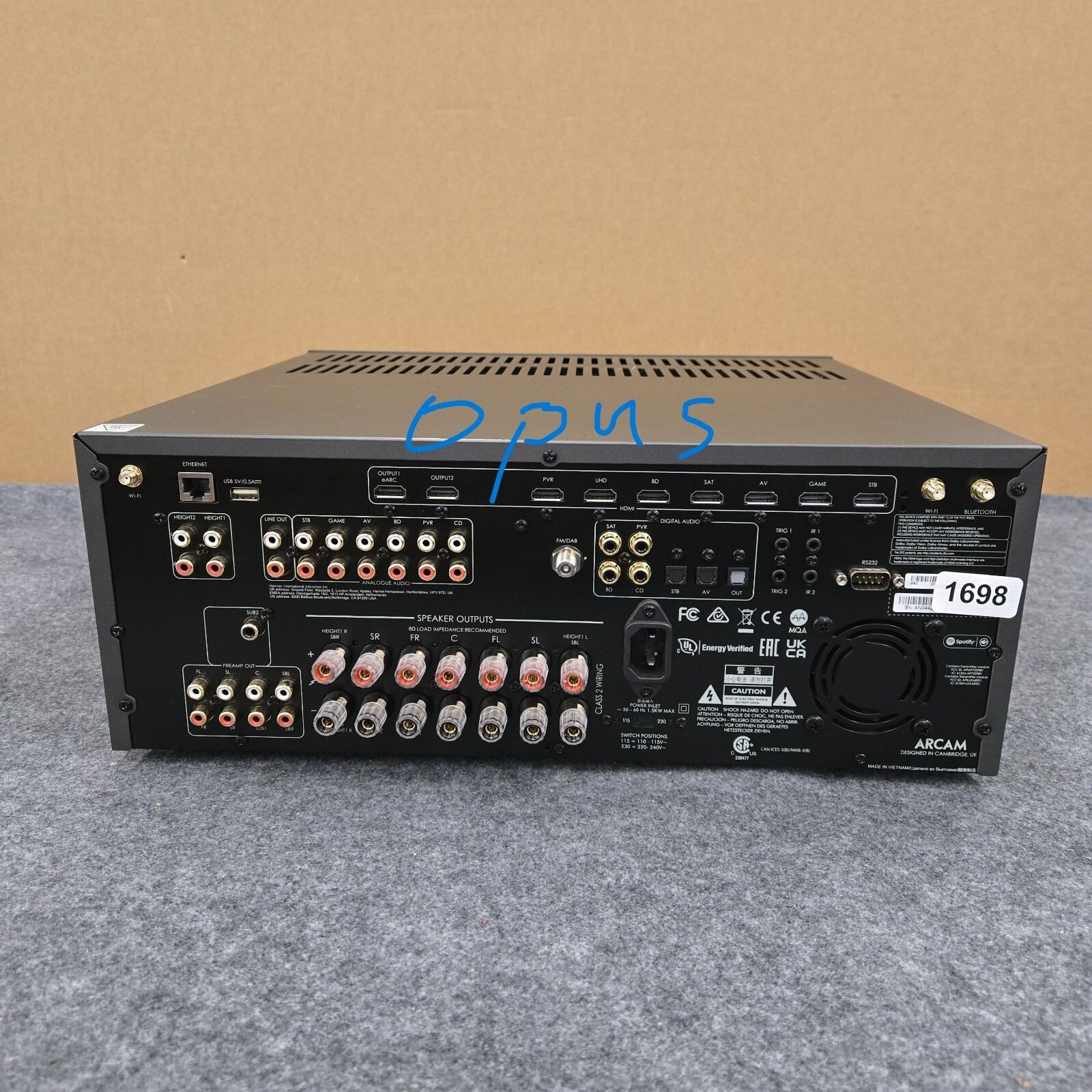 Arcam AVR5 595W 11-Ch A/V Home Theater Receiver, Gray(Used, No Remote, No Box)#d