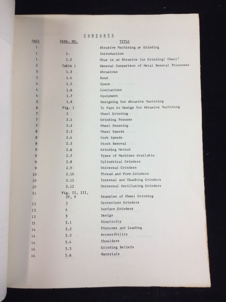 VINTAGE 1965 STUDY," GRINDING, MANUFACTURING PROCESS DEVELOPMENT", SANDIA CORP