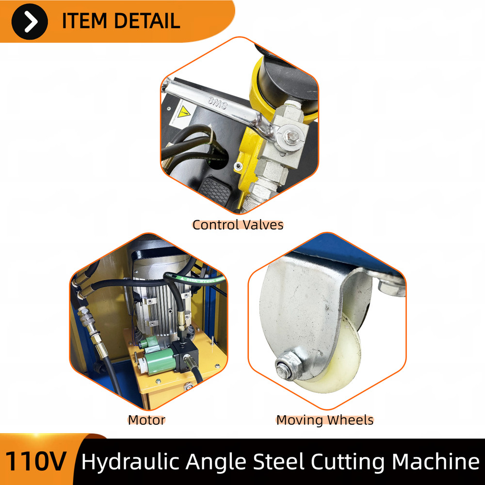 Electric Hydraulic Angle Iron Processing Machine 110V Cutter /Chamfer/Puncher