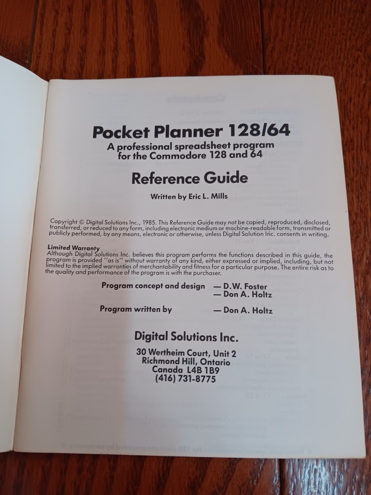 Commodore 128/64 Pocket Writer/Filer/Planner Three Reference Guides