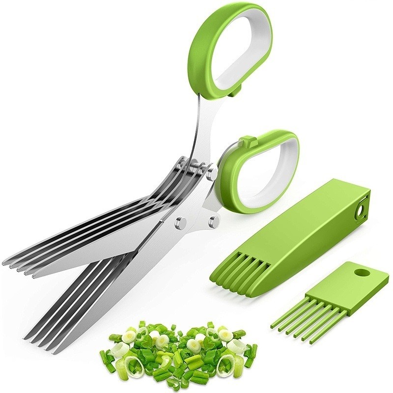 5 Blade Professional Shredding Scissors Sharp Herb Kitchen Tool Stainless Steel