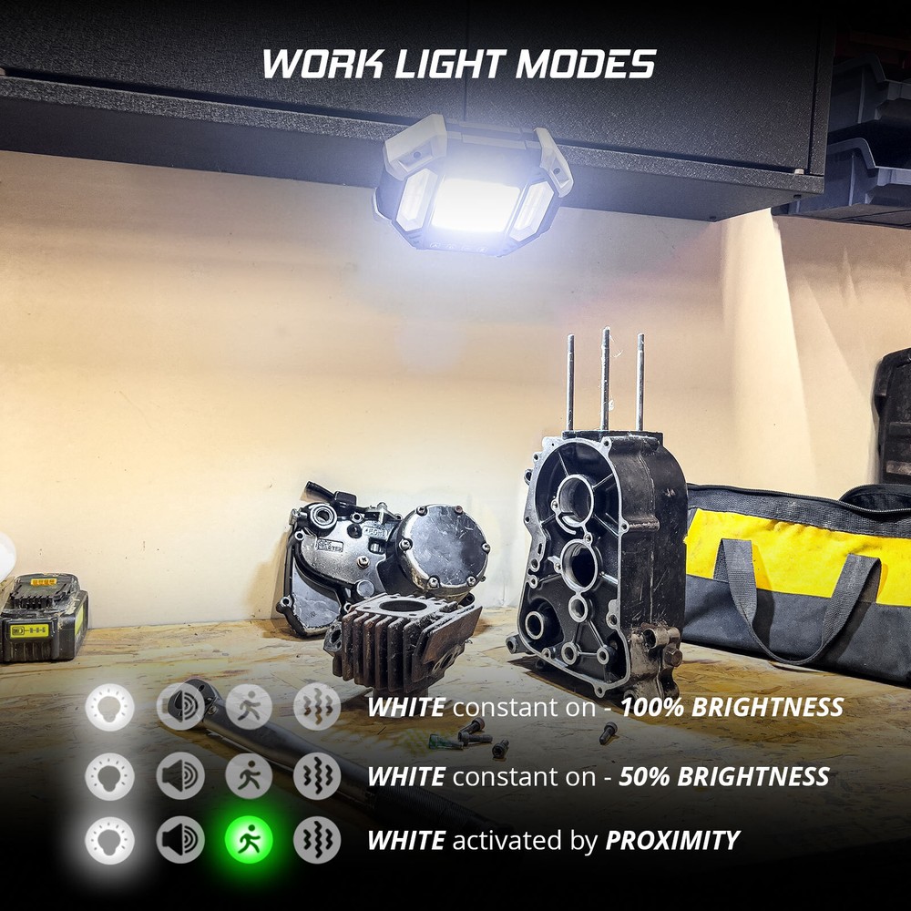 XKdefender 7 Mode Work & Security Light w/ Remote Utility Light Camping Office