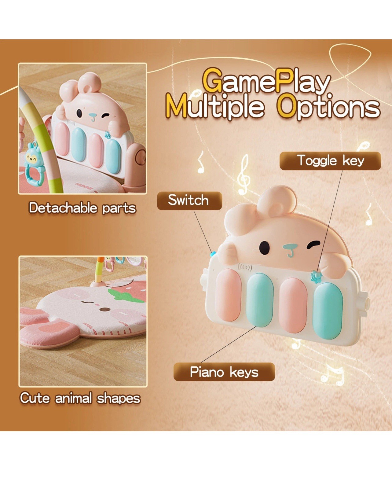 Baby Activity Center Pedal Piano Music Fitness Mat (Green) 0-12 Months