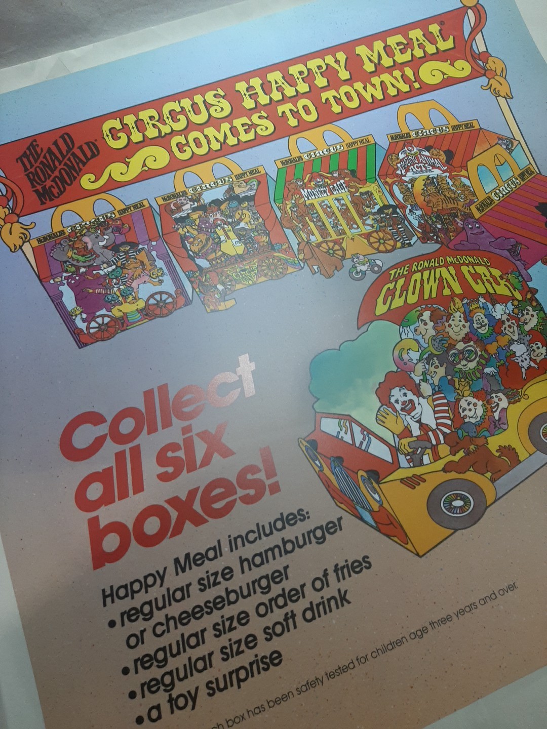 McDonalds Translite Circus Happy Meal 1983