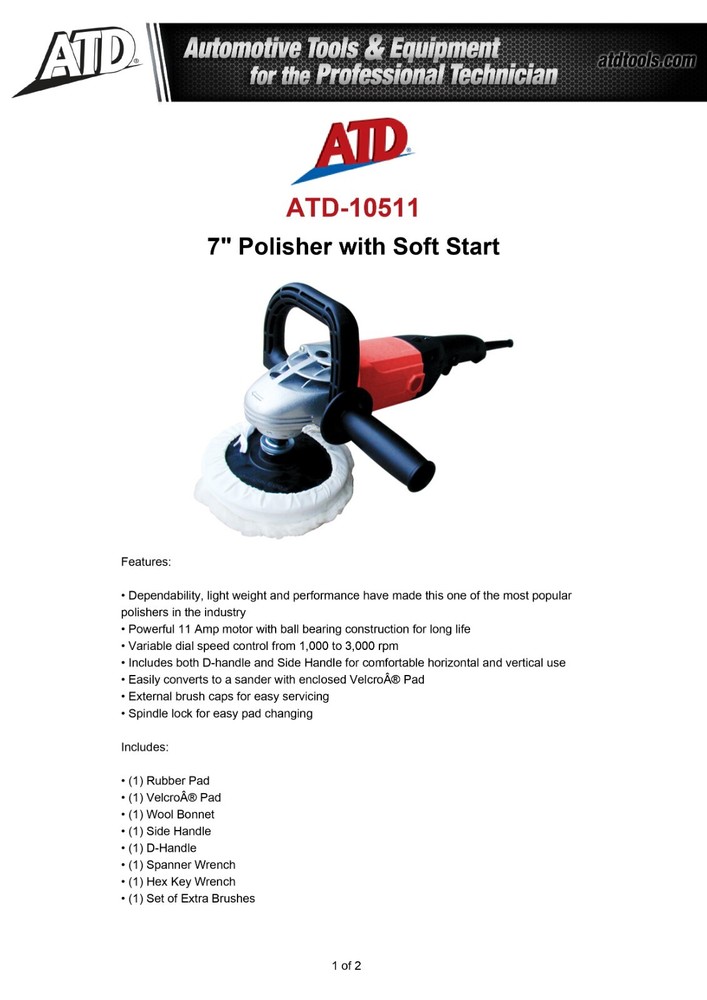 ATD-10511 - 7" Polisher with Soft Start