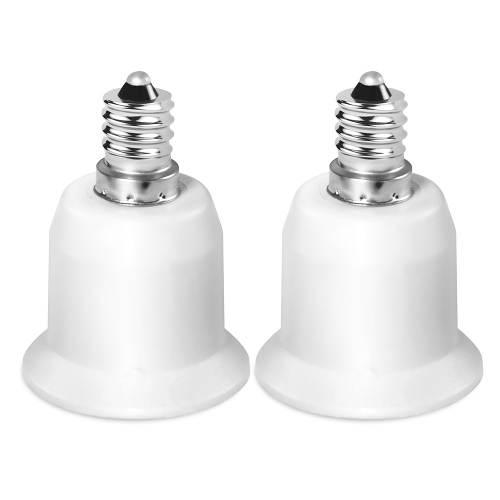 2pcs Bulbs Socket Adapters from E12 to E26 (Mini Screw to Medium Edison Screw )