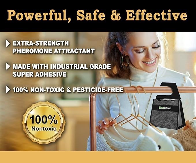 MaxGuard Clothes Moth Traps (6+2 Free Traps) with Extra Strength Black