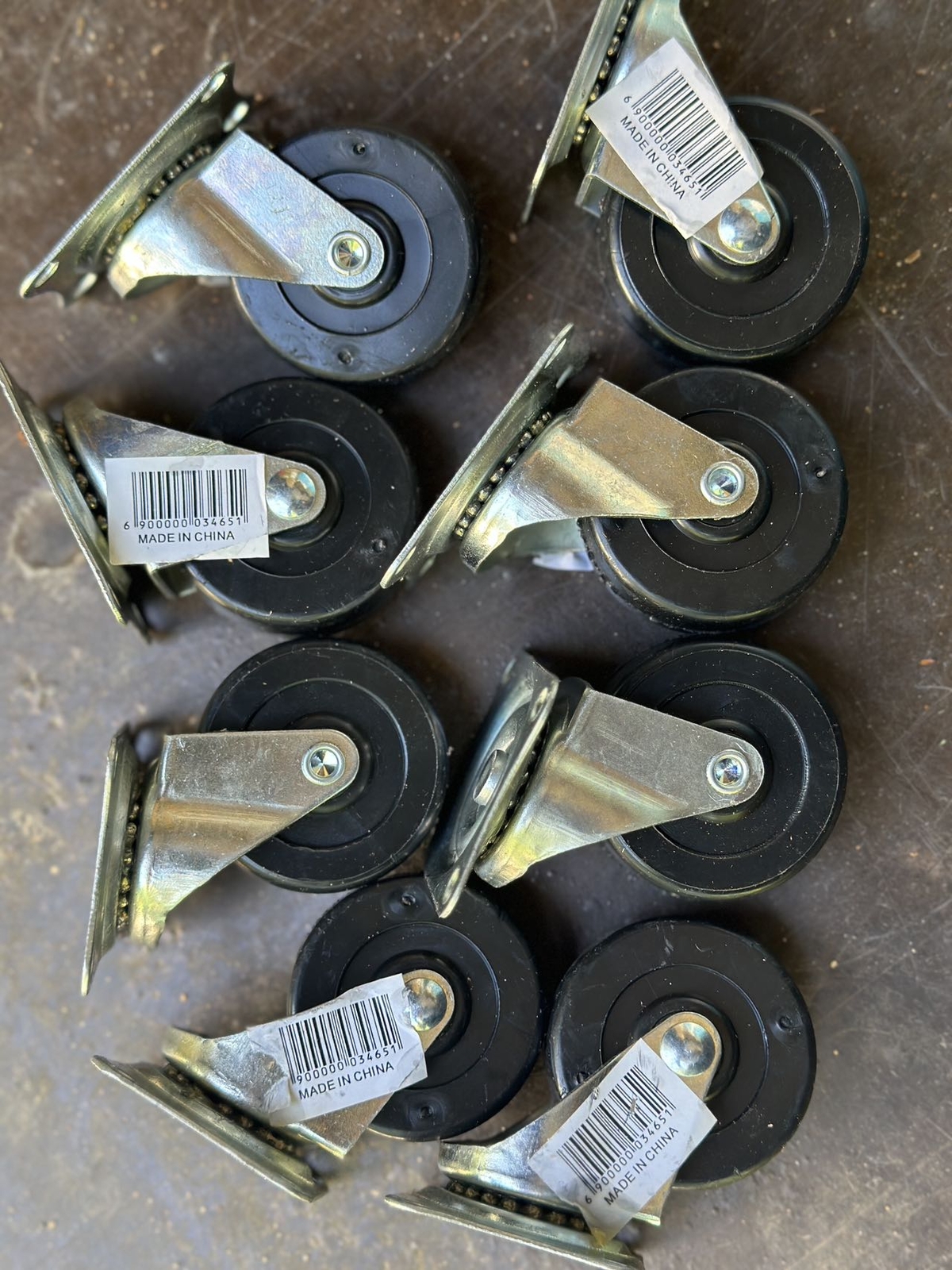 4PK8PK 2"3"4" Swivel Caster Wheels Rubber Base with Top Plate Bearing Heavy Duty