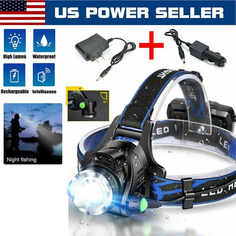 LED Headlamp Rechargeable Headlight Zoomable Head Torch Lamp Flashlight