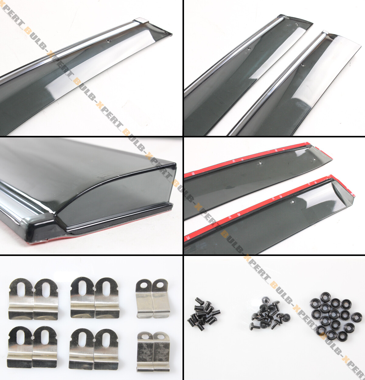 FOR 2007-11 HONDA CRV CR-V CLIP-ON SMOKE TINTED WINDOW VISOR VENT W/ CHROME TRIM