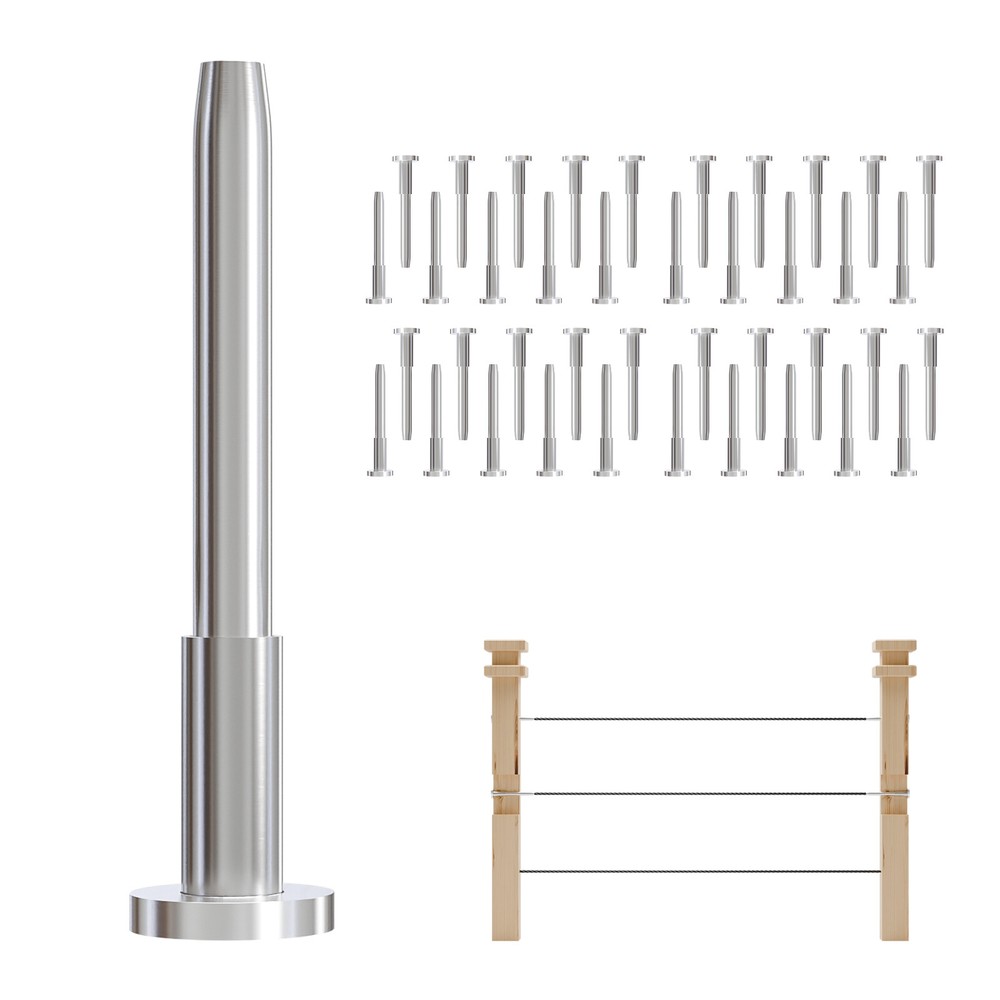 40 Pack Invisible Cable Railing Kit, 1/8" Invisible Receiver and Swage Stud End