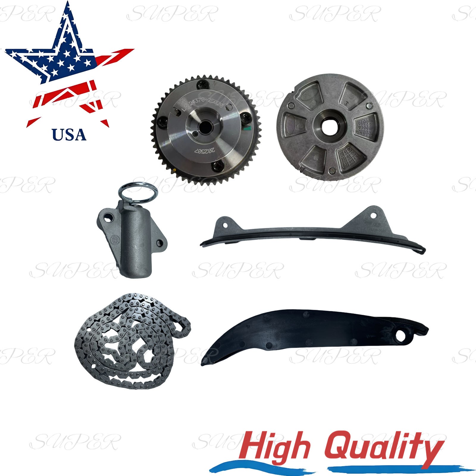 US STOCK 6PCS New Timing Chain Kit & VVT Gears for 2017-2020 Elantra Sedan 2.0L