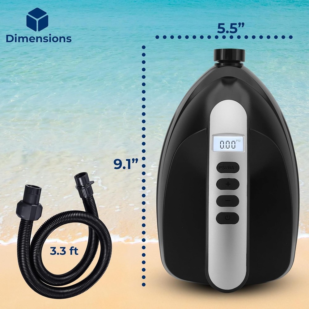 Dual-Stage Air Compressor - Fast Inflation LCD Display