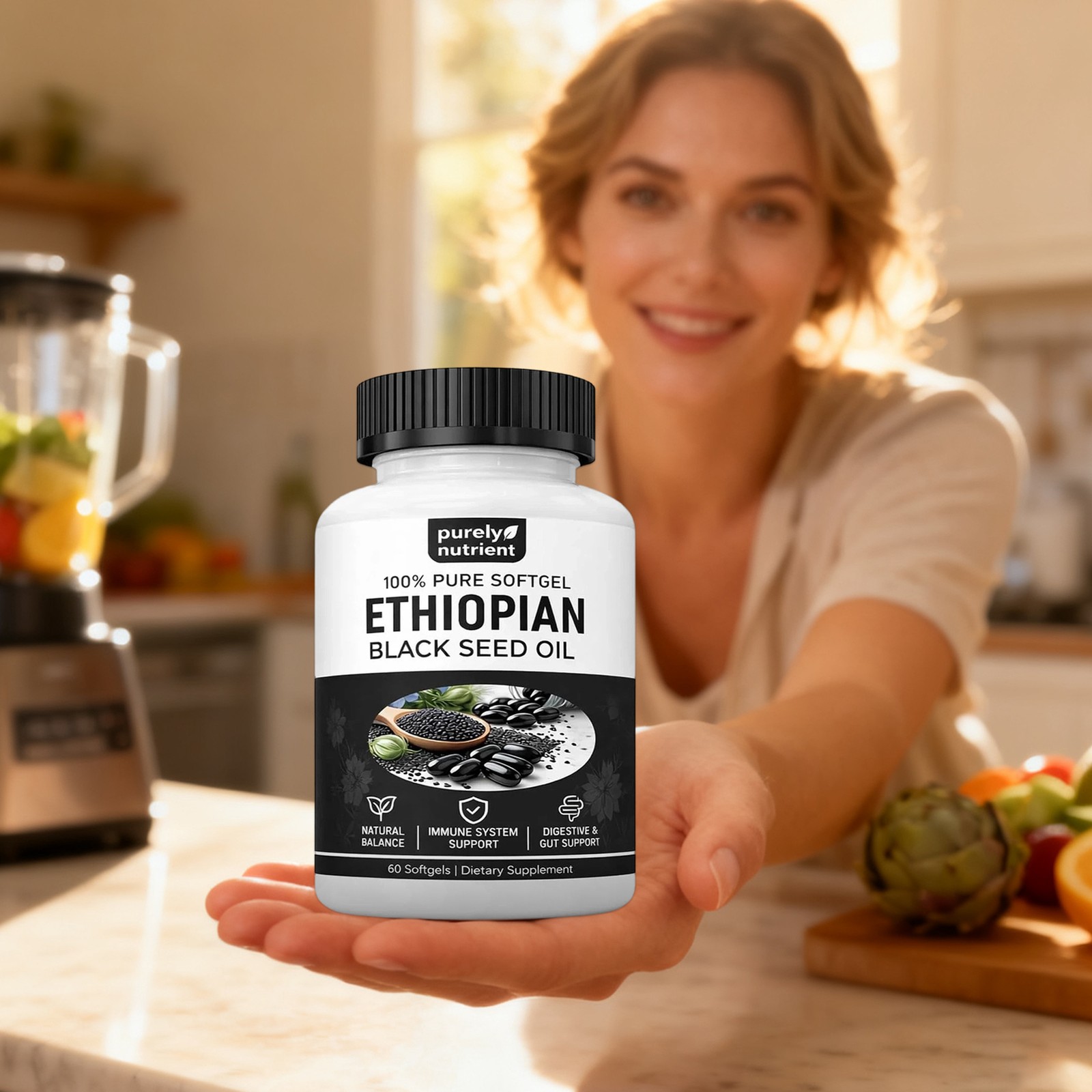 Ethiopian Black Seed Oil Softgels |4.64% Thymoquinone |Gluten-Free, 60 capsules