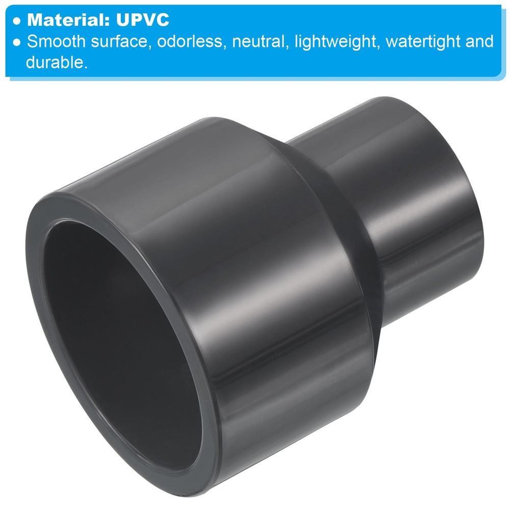 PVC Reducer Pipe Fitting 1.6x1" Socket Coupling Adapter Connector, Grey