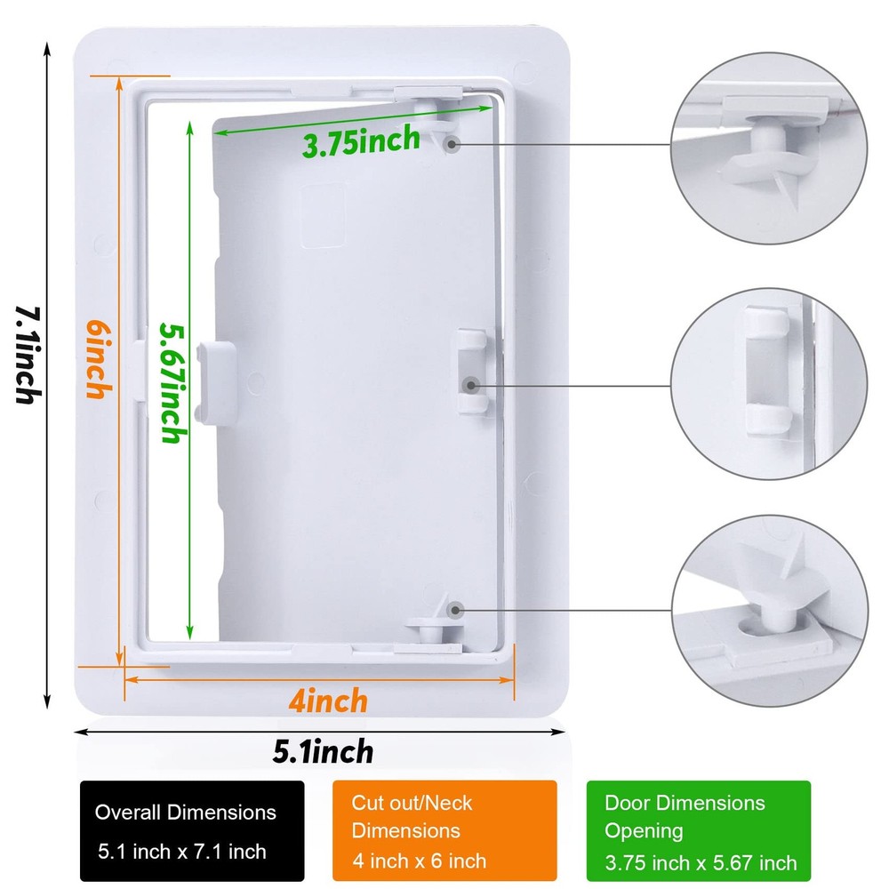 Plumbing Access Panel Drywall 4x6 Inch Plastic Door Removable Wall Ceiling