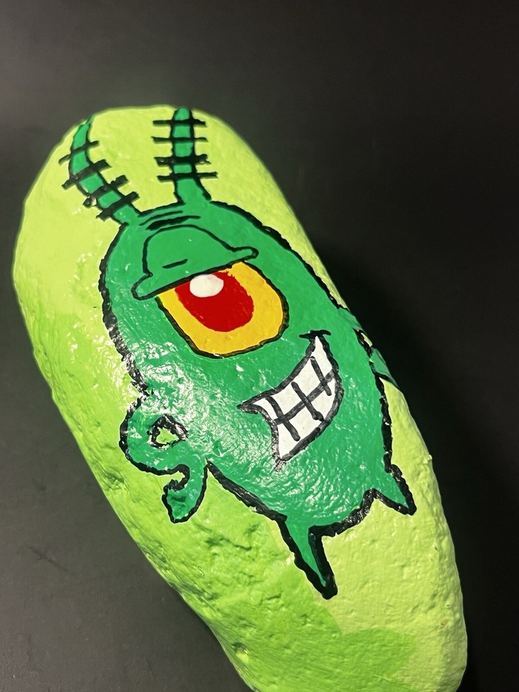 Plankton Hand Painted Rock Great Gift! SpongeBob SquarePants