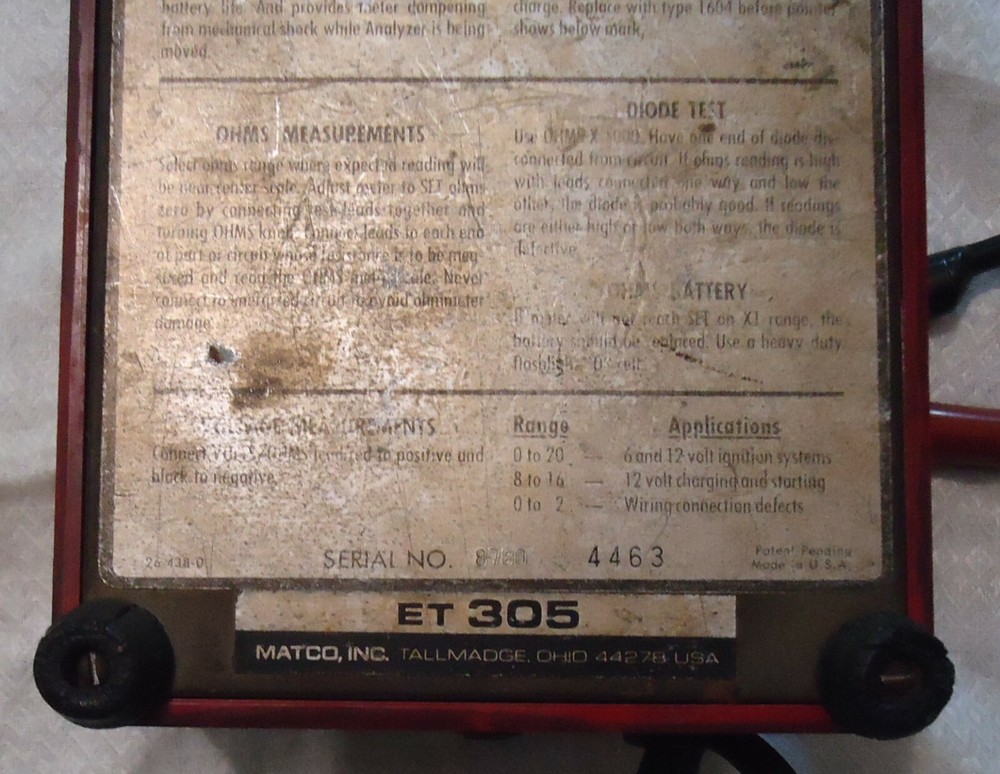 MATCO ET 305 Electronic Ignition Analyzer