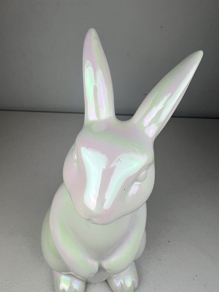 Iridescent Bunny Rabbit Figure Easter Decor 9.5"