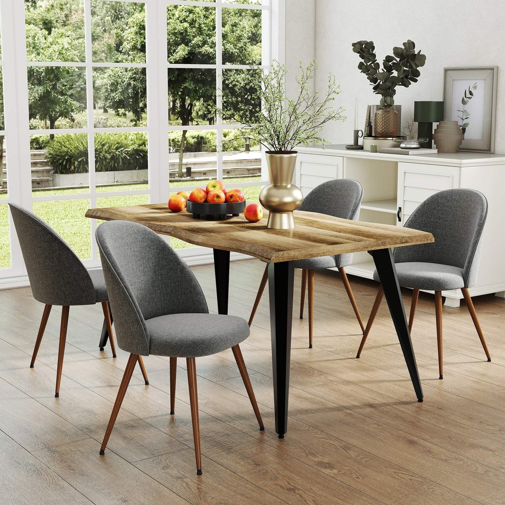 Lancelot 5 Piece Walnut Dining Table Set with 4 Haven Upholstered Chairs