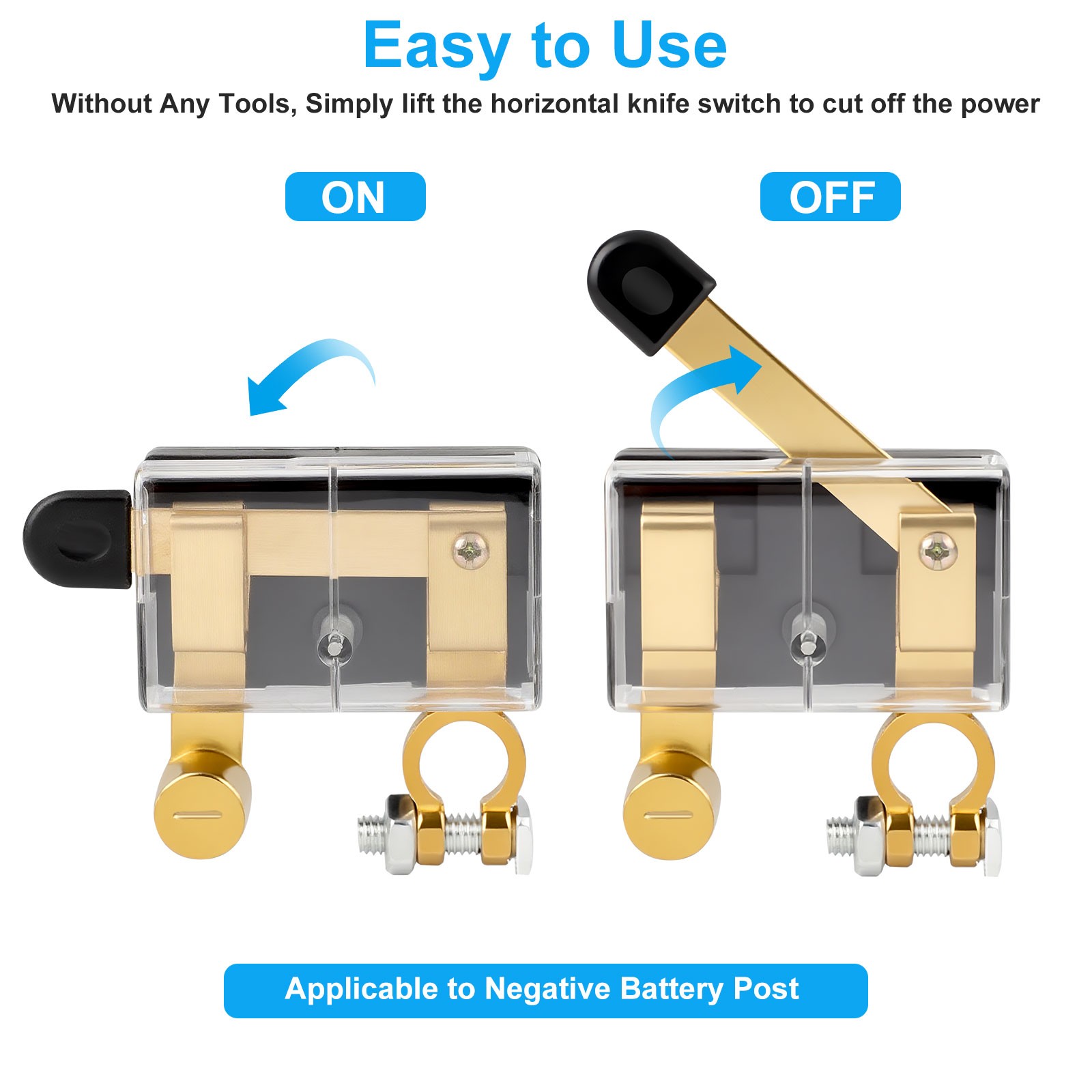2Pcs 12/24V Battery Cut-Off Disconnect Top Post Switch Isolator Kill For Car RV