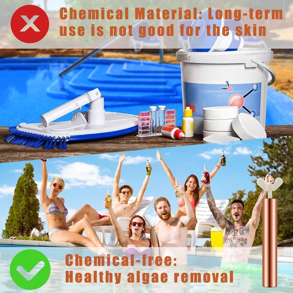 Eco-Friendly Solar Copper Anodes 4.13" L for Effective Pool Cleaning - 2 Pack
