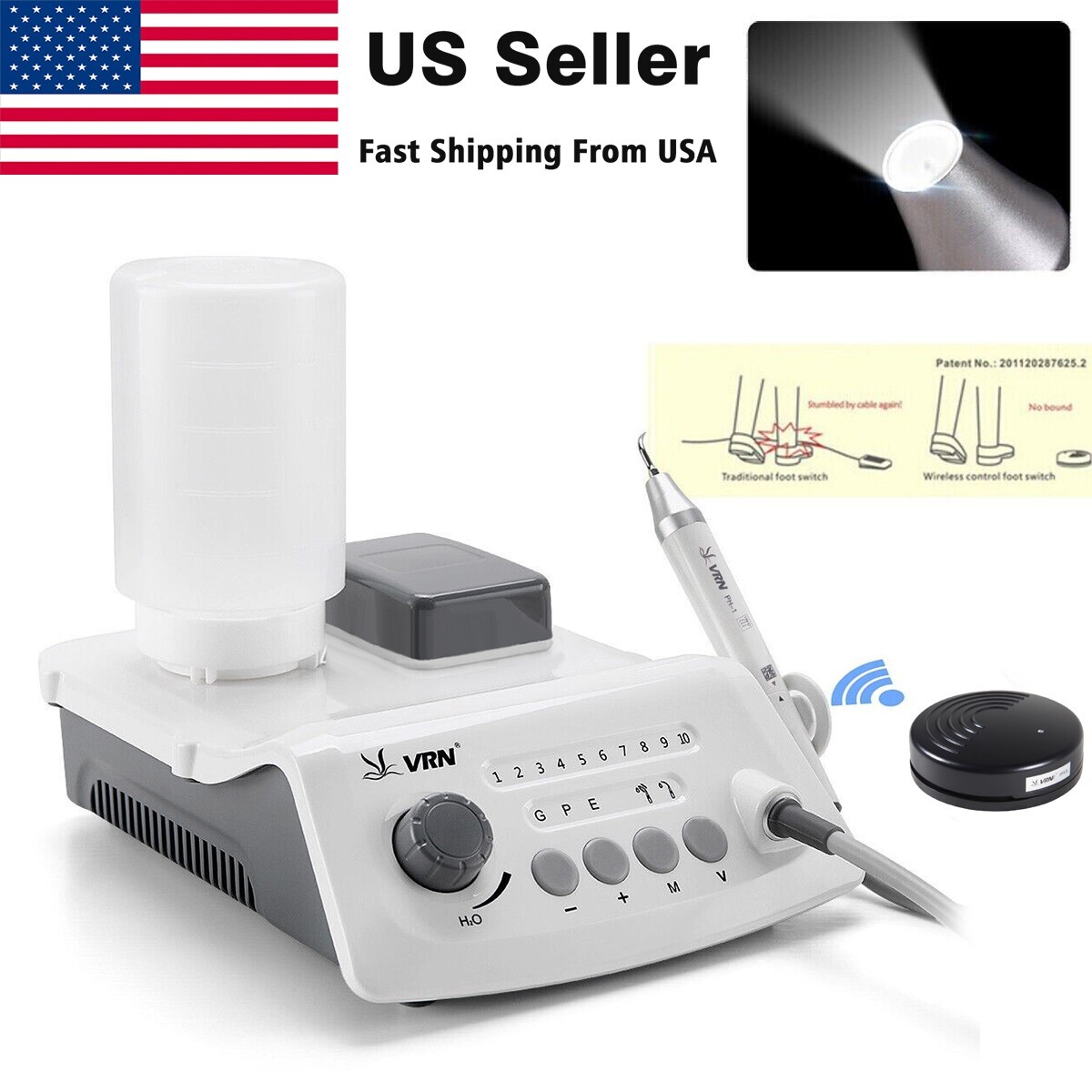 LED Dental Ultrasonic Piezo Scaler Handpiece Bottles Fit EMS Cavitron VRN-A8 US