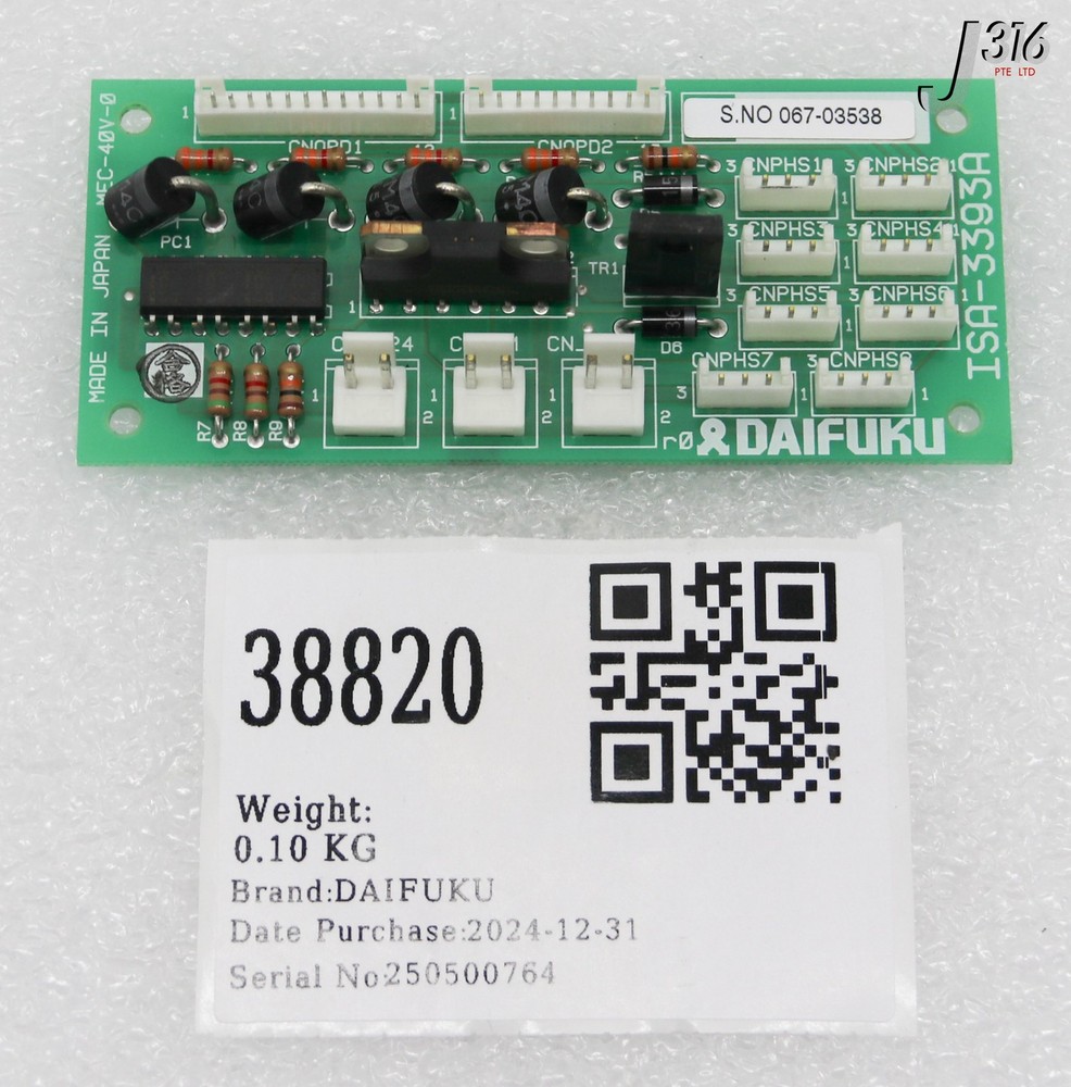 38820 DAIFUKU CONNECTOR INTERFACE BOARD ISA-3393A