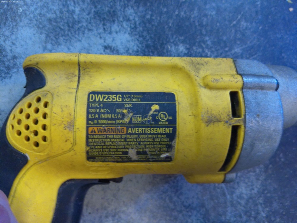 DeWalt DW235G 1/2" 7.8 Amp Variable Speed Reversing Drill - Yellow