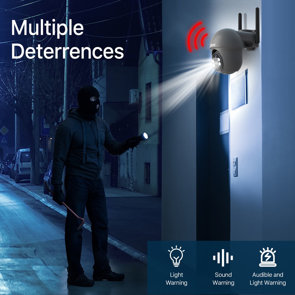 2PACK WiFi Wireless Security Camera System Outdoor Solar Battery Powered 3MP PTZ