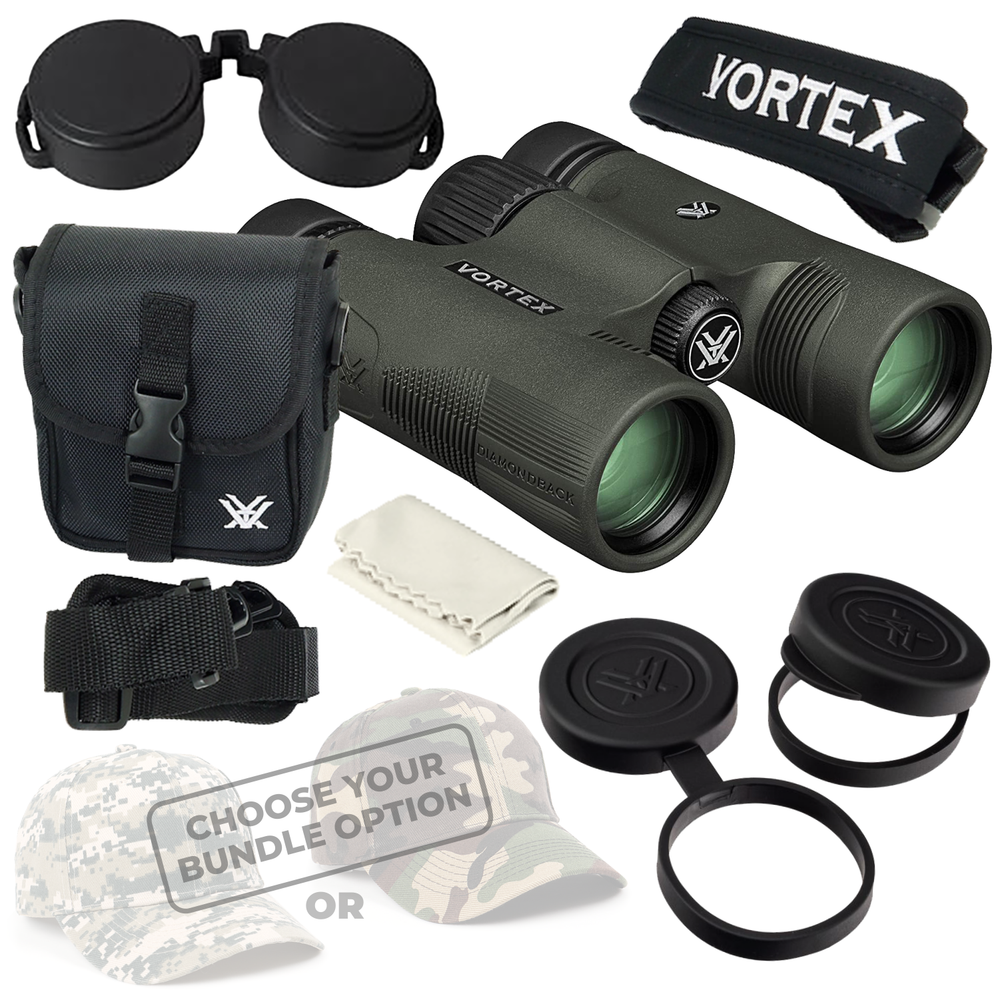 Vortex Optics DB-210 Diamondback HD 8x28 Binocular with Free Hat Bundle