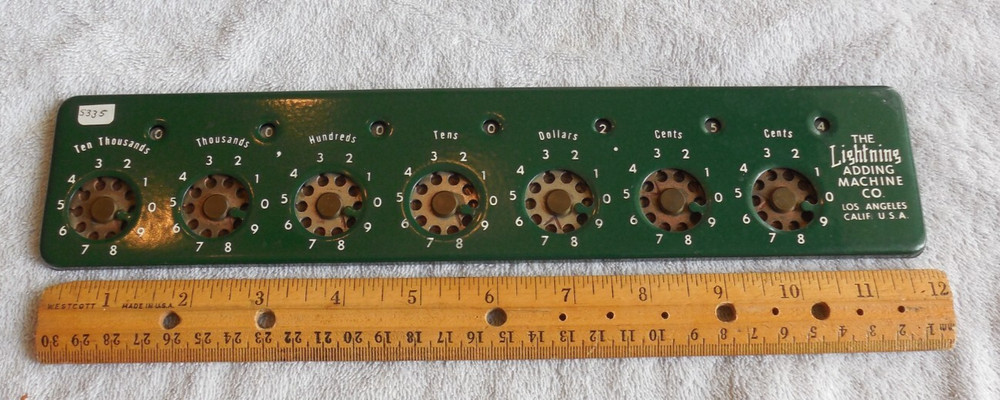 Lightning 5.2  digit adding machine, caclulator, Dollars/Cents (S-0335)