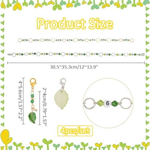 2 Pcs Leaf Charms Knitting Row Counter Chains, 2 Pcs Leaf Stitch Markers