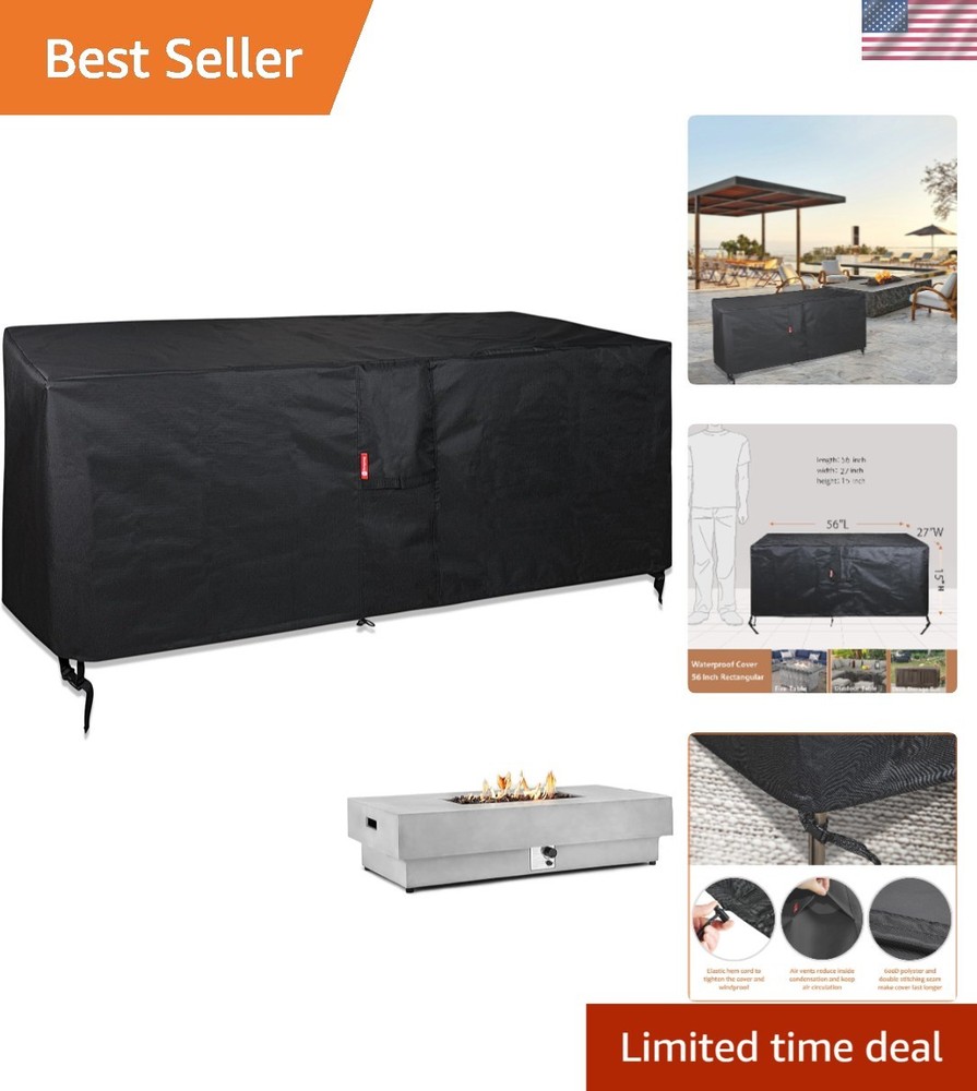 Durable Heavy-Duty Rectangular Fire Pit Cover 56x27 - Weather-Resistant Design