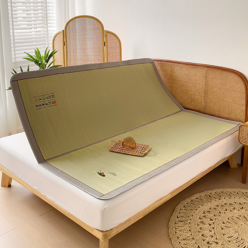 Rush Bed Mat & 2 Pillowcases Summer Accessories Folding Double Faces Nature Cool
